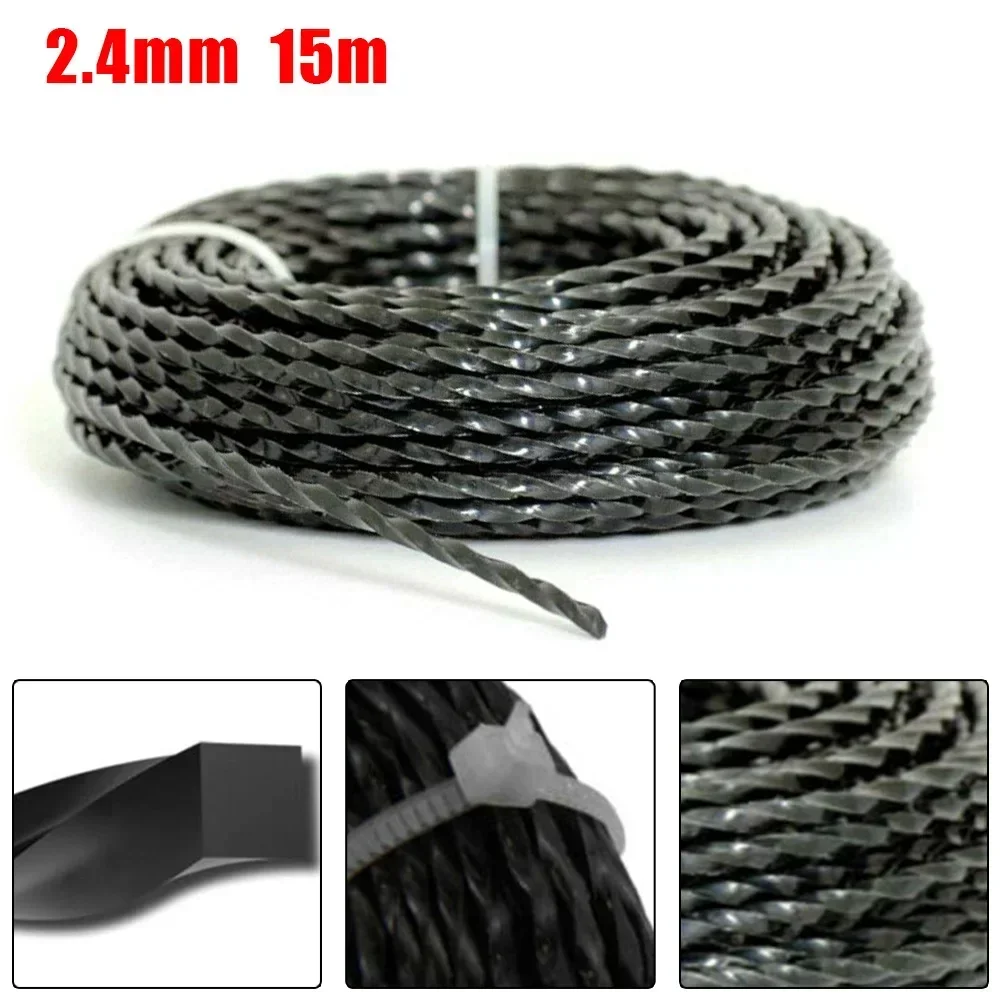 Heavy Duty Wire Cord For Garden Strimmers 2 4mm Diameter Trimmer Line 15 Meters Of Grass For Efficient Cutting