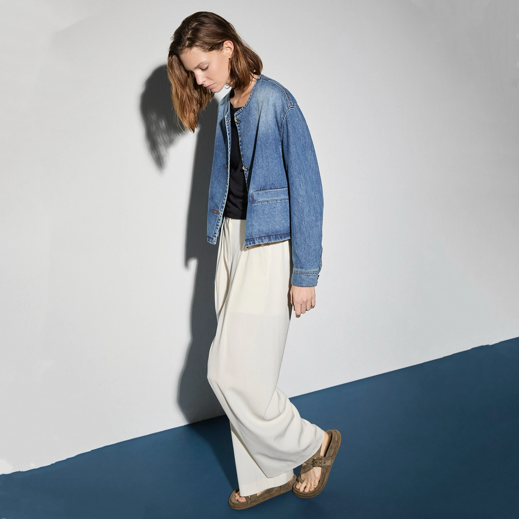 

Повседневное винтажное круглое свободное утягивающее пальто на пуговицах, джинсовое пальто с лимонным сыром, осеннее женское модное хлопковое длинное пальто све