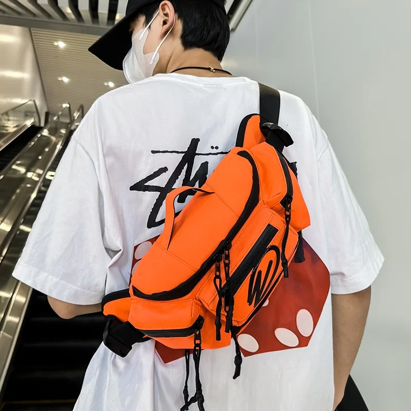 Waist bag, motorcycle chest bag, crossbody, suitable for both men and women, trendy, waterproof