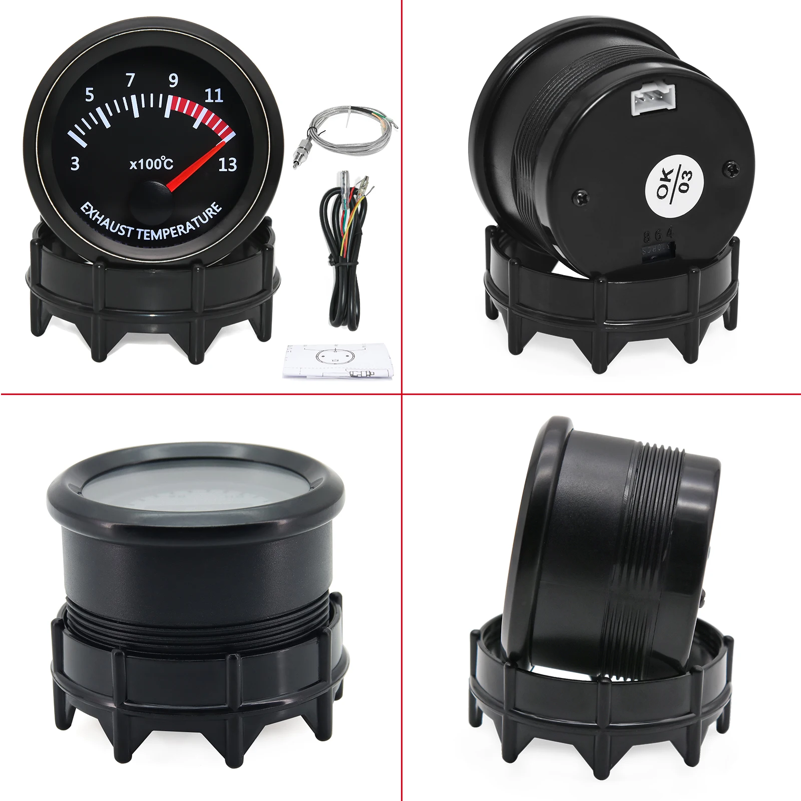2'' 52mm Rennwagen-Anzeigeinstrumente: Wassertemperatur, Öltemperatur, Voltmeter, Öldruck, Vakuum, Ladedruck, Luft-Kraftstoff-Verhältnis, EGT-Messgerät – Detail 36