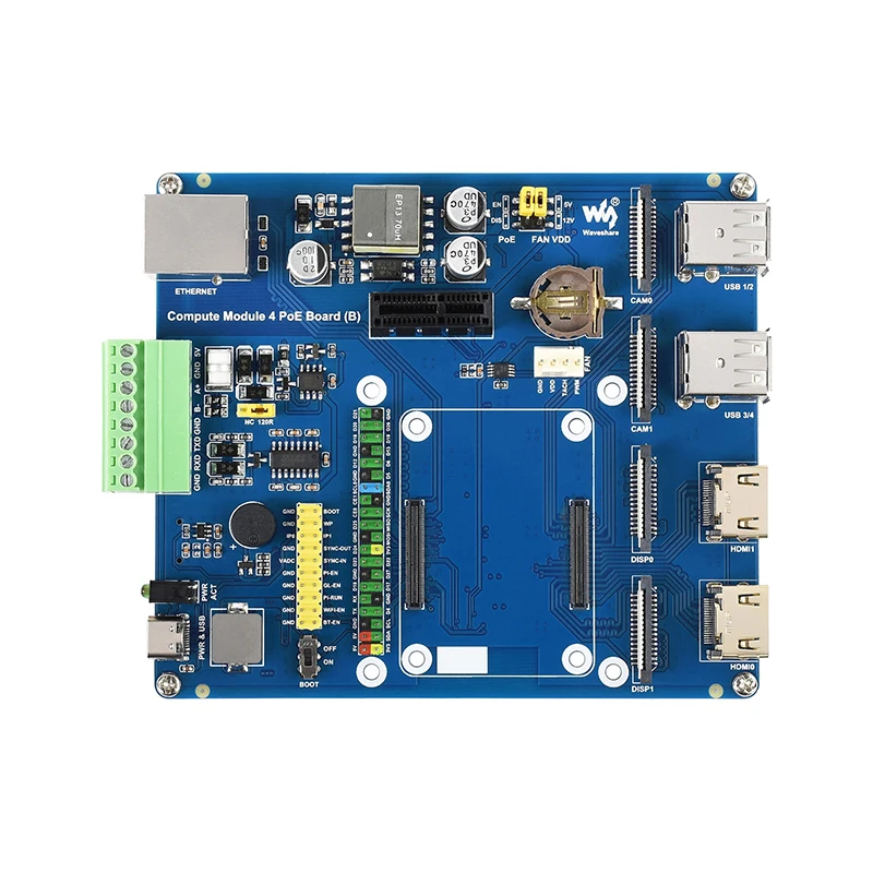 Raspberry Pi Compute Module 4 IO Board with PoE Feature-Type B Optional Metal Case Fan Power Supply for All Variants of CM4