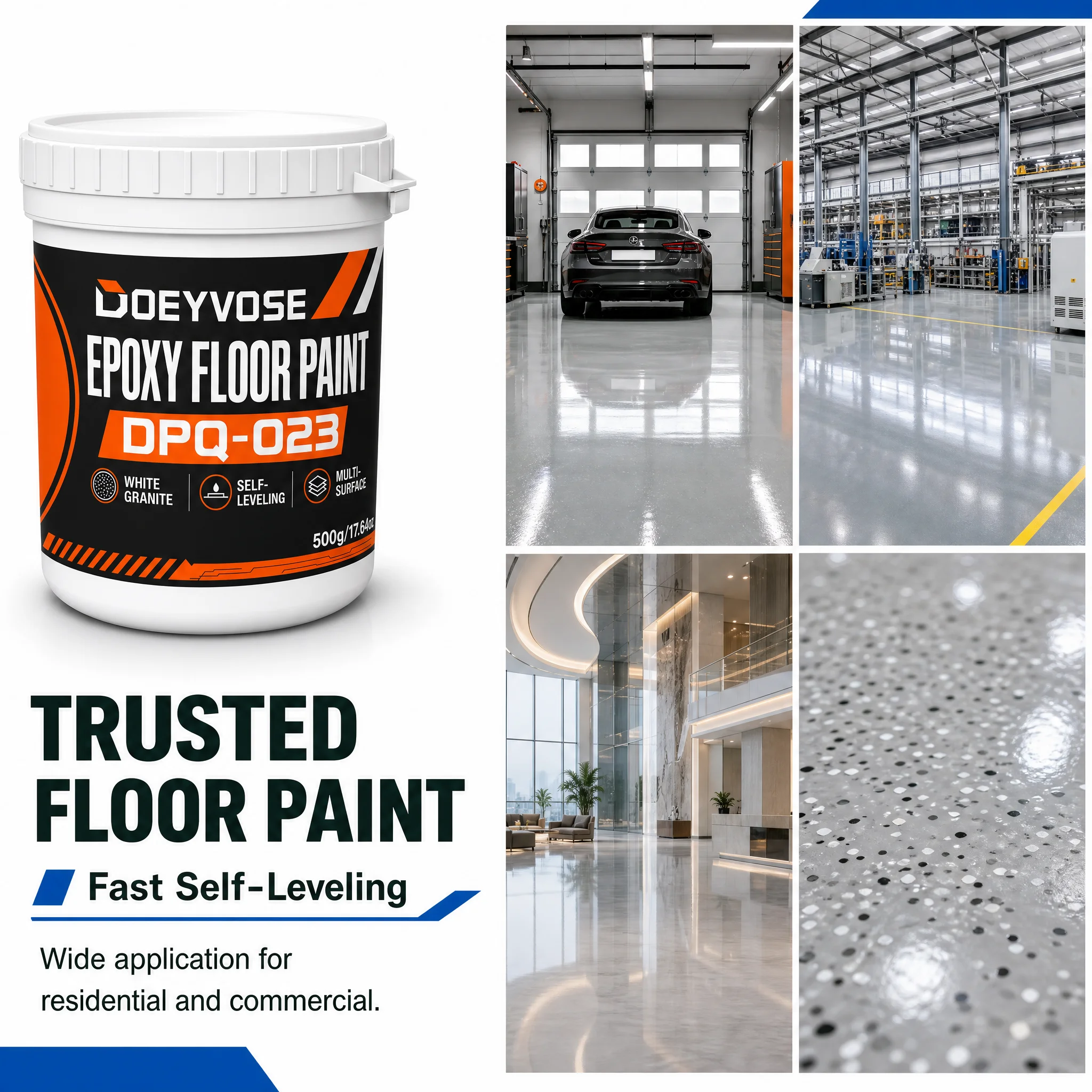 500g Epoxy Floor Paint Gray Matte Wearproof Coating Indoor Cement Flooring