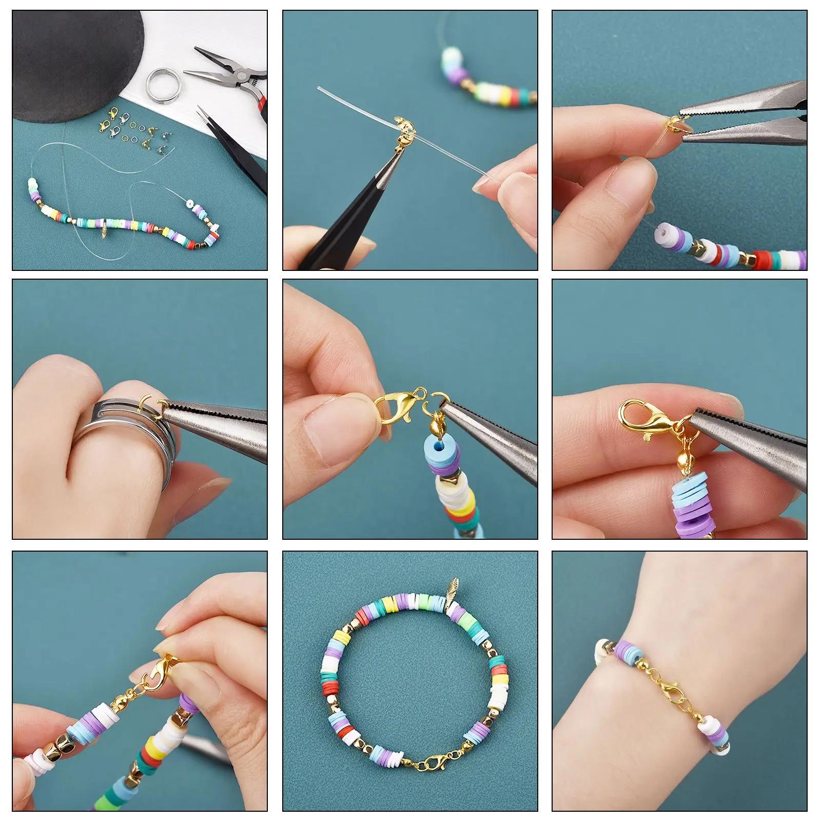 100pcs Metal Alloy Lobster Clasp Rings Connector Clasp Crimp End Beads For Bracelet Necklace Chains Jewelry Making Accessories