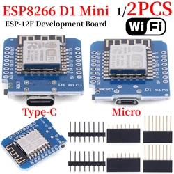 1/2PCS ESP-12F ESP8266 D1 Mini Nodemcu Lua Micro Type-c WeMos WLAN WIFI Expansion Development Board Support OTA Pin for Arduino