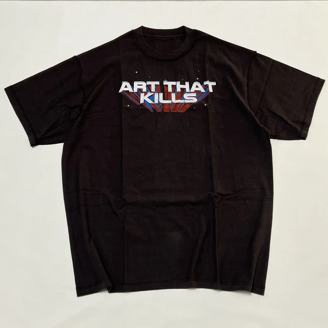 

Высококачественная наружная футболка GD с логотипом ATK Stack, выцветающая Черная мужская и женская Винтажная Футболка оверсайз, Мужская хлопковая футболка