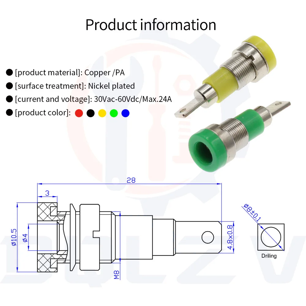 4MM Banana Female Jack Socket Connector Banana Binding Post Panel Mount Adapter