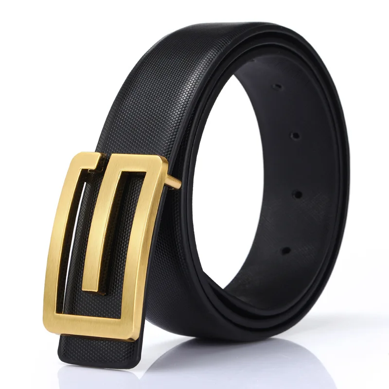 New Luxury Brand Belts for Men Smooth Metal Buckle Male Strap Genuine Waistband Men\'s Belt 3.3cm Designer High Quality Belt Men