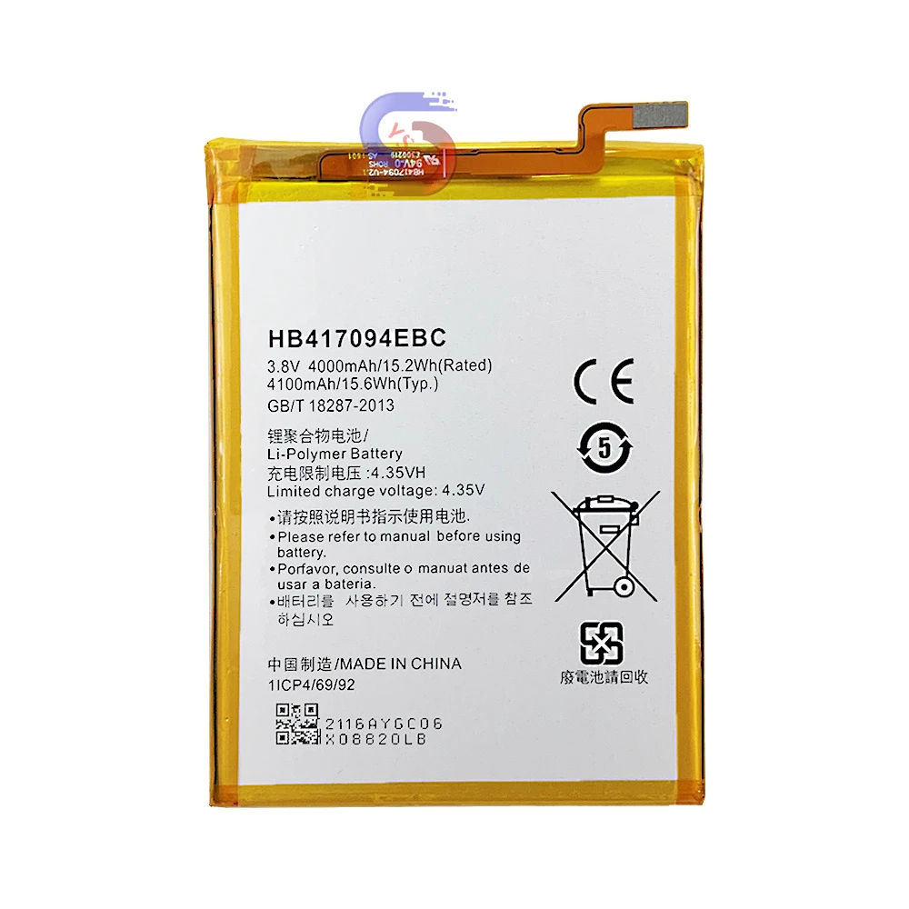 Batterie de téléphone portable Huawei Mate7, vente en gros d'usine, HB417094EBC, nouveau, 5 pièces