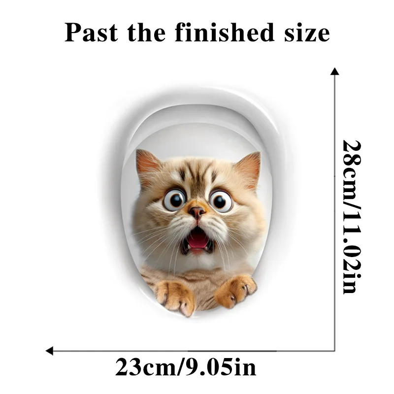 Funny Cat Toilet Lid Decal Waterproof WC Sticker Removable Self-Adhesive Decor Household Stickers
