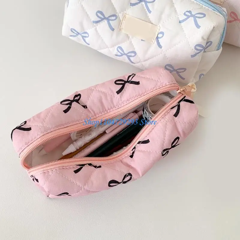 

Y2GD Bowknot Pencil Case 7.55x3.38x2.91Inch Large Compartment Pen Case Pencil Bag Travel Makeup Storage Bag for School Office
