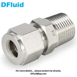 316 Stainless Steel Double Ferrule Compression Connector Male NPT BSPT 1/8 1/4 3/8 1/2 Pipe Fitting Water Gas replace Swagelok