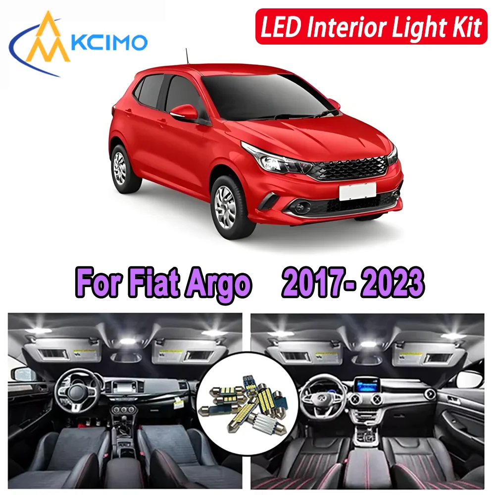 

Kcimo LED For Fiat Argo 2017 2018 2019 2020 2021 2022 2023 Premium Bright LED Interior Dome Map Trunk Light Kit Car Led Lamps