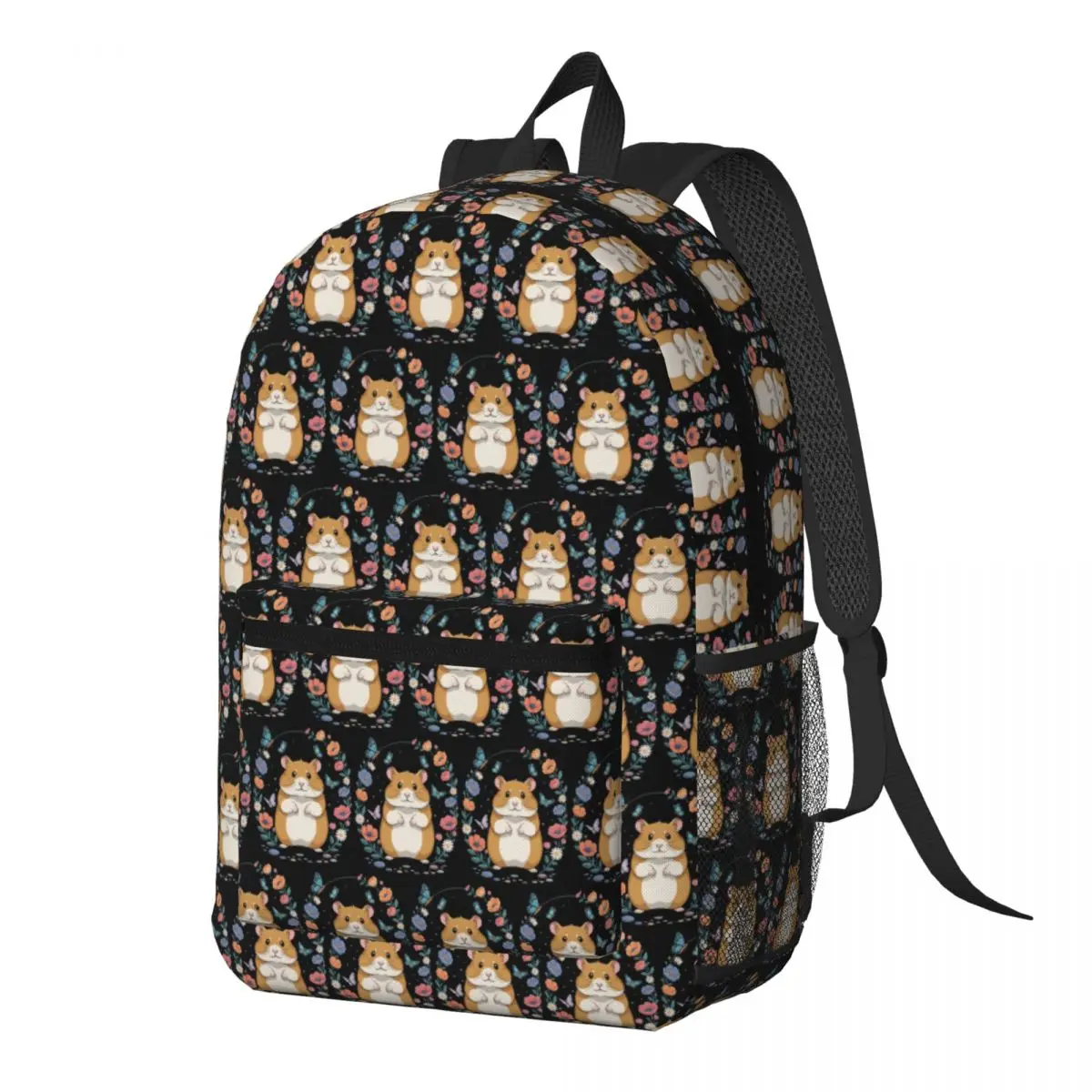 

Hamster Flowers Butterflies Backpack Daypack Large Capacity Boys Girls BookBag School Bag Shoulder Bags for Men Women