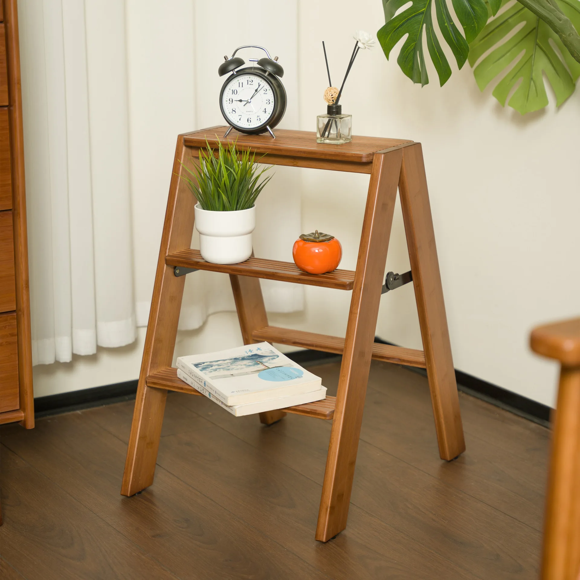 مقعد سلم متعدد الوظائف قابل للطي، مقعد تسلق منزلي، مقعد طرفي، سلم صغير محمول للمطبخ عالي