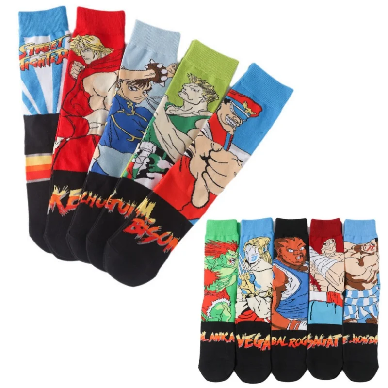 Christmas Warmth Autumn Winter Cotton Socks Anime Japan Game Street Fighter Medium Stockings Ryu Ken CHUN LI GUILE BLANKA ZANGIE