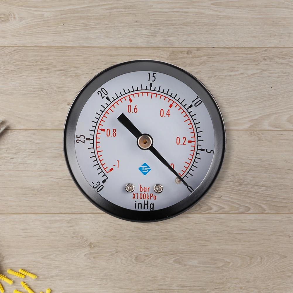 50mmフェイスダブルスケール圧力計0~-30nhg 0~-1Barミニデュアルスケールダイヤルゲージ圧力計（空気、水、燃料、液体用）