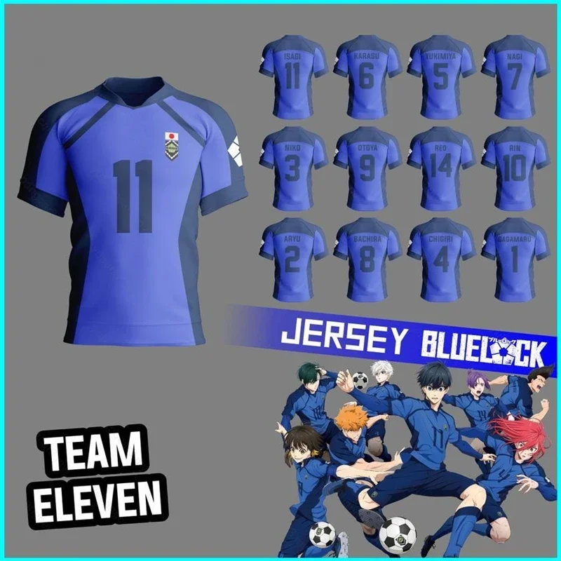 

Japanese Anime Blue Lock Isagi Yoichi Football T-shirt Cosplay Hyoma Chigiri Meguru Bachira T-shirt Custom Name Clothing Number