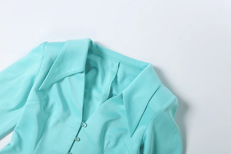Weird Puss Elegantes 2-teiliges Set für Damen, trendige einreihige Jacke mit V-Ausschnitt + Mini-Rock mit Pfirsichhüft-Form, modische, schicke Party- und Streetwear-Anzüge – Detail 7
