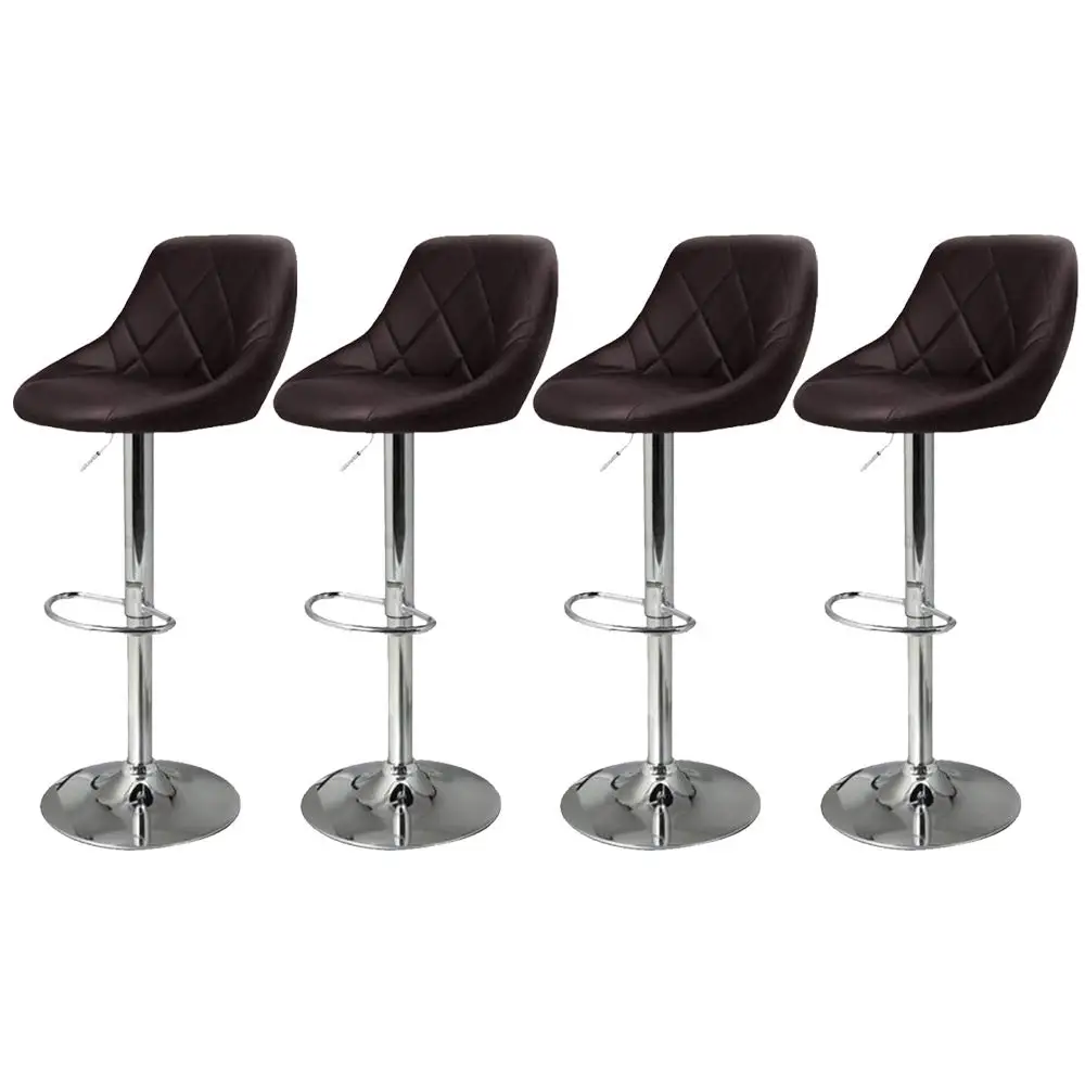 Height Adjustable Swivel Bar Stools Set of 4 with Back PU Leather Kitchen Counter Dining Chair Brown, Customized - view 2