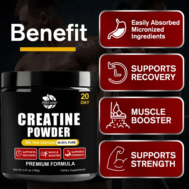 100% Pure Creatine Monohydrate Powder 5g | Unflavored Muscle Strength & Recovery Booster for Gym Athletes | Workout Supplement