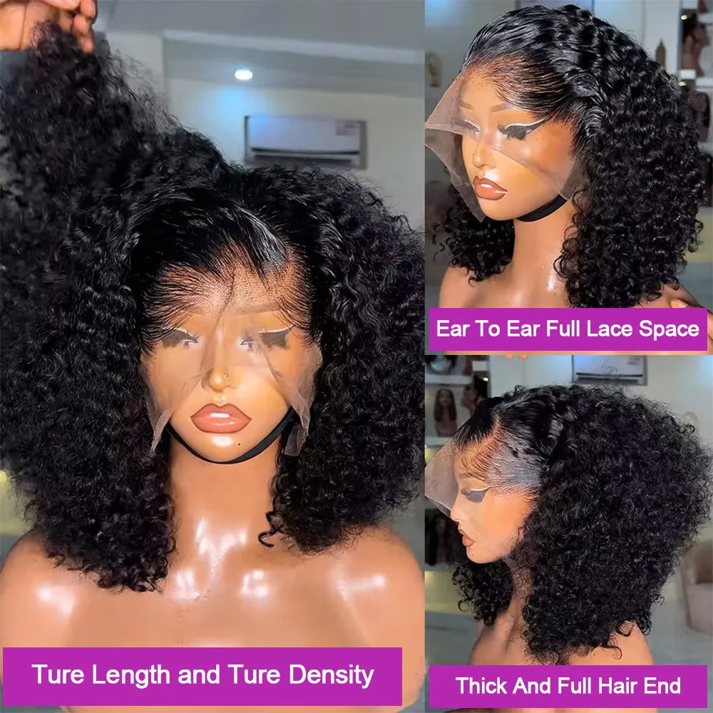 Water Wave Pre Cut Glueless Human Hair Wigs Pre Plucked Vietnamese Virgin Loose Deep Wave Short Bob Wig Human Hair 13x4 HD Lace Front Wigs Bouncy Curly Wigs Wear And Go Glueless 13x6 Lace Frontal Wigs For Black Women 250% High Density