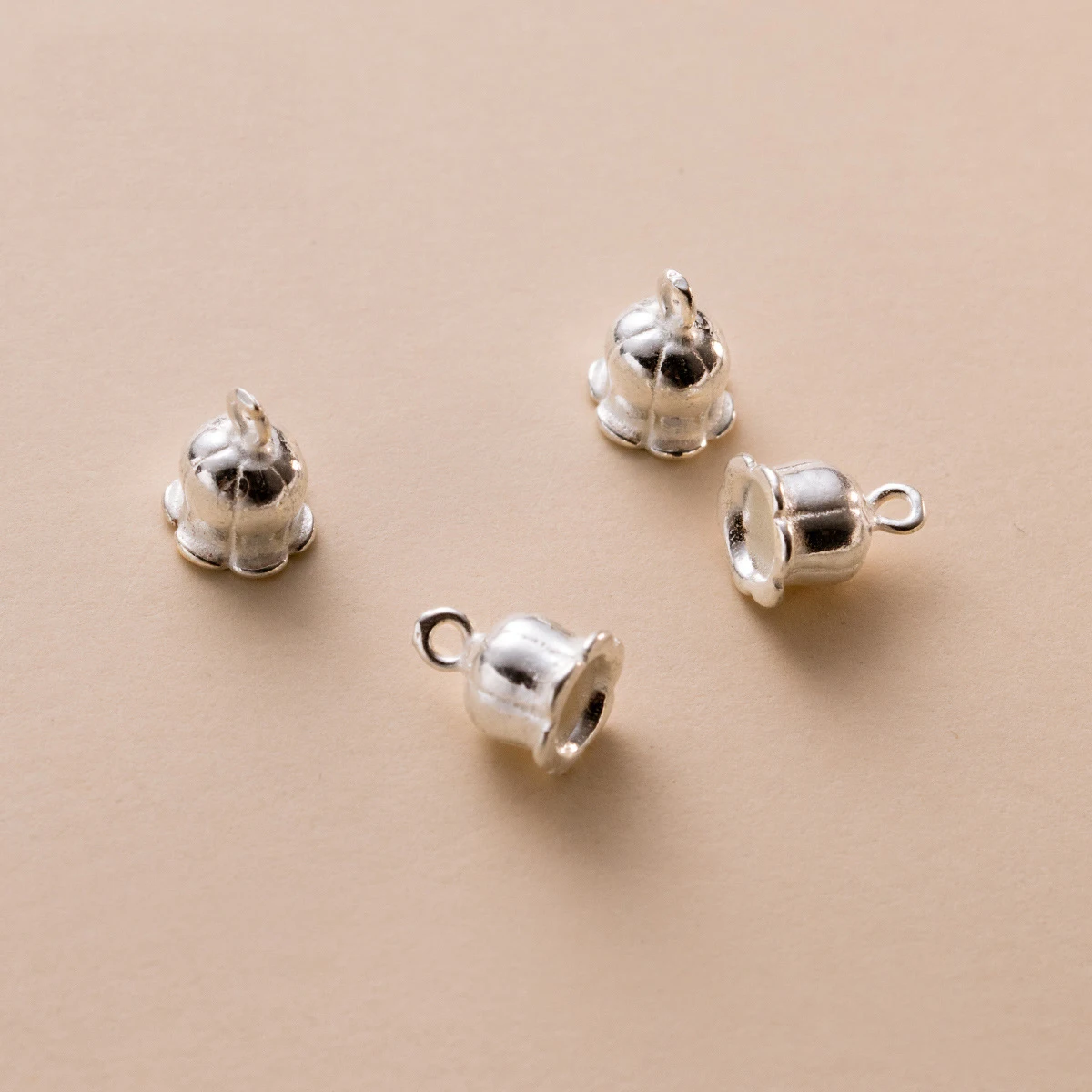 Charms 925 Silver Electroplated Seedless Bell Necklace Pendant Handmade DIY Accessories Charms for Bracelet Plata 925 6mm