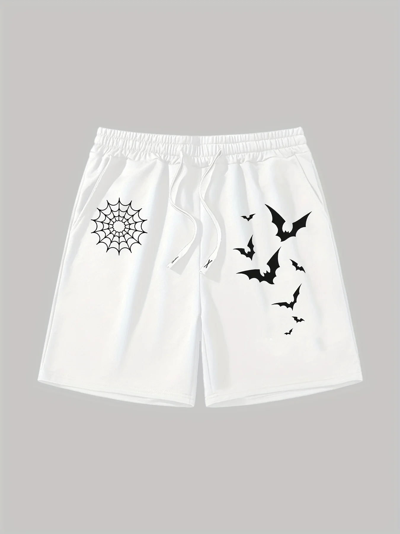 

Men's Casual Sports Pants with Halloween Patterns and Spider Web Printed Shorts, Summer Street Fashion Shorts