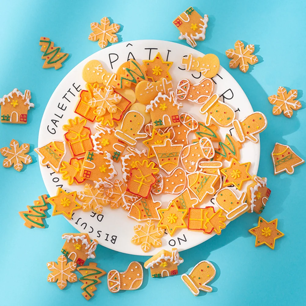 20 piezas imitación comida galleta Navidad Mini adornos funda de teléfono decoraciones accesorios teléfono Shell encantos regalo de vacaciones