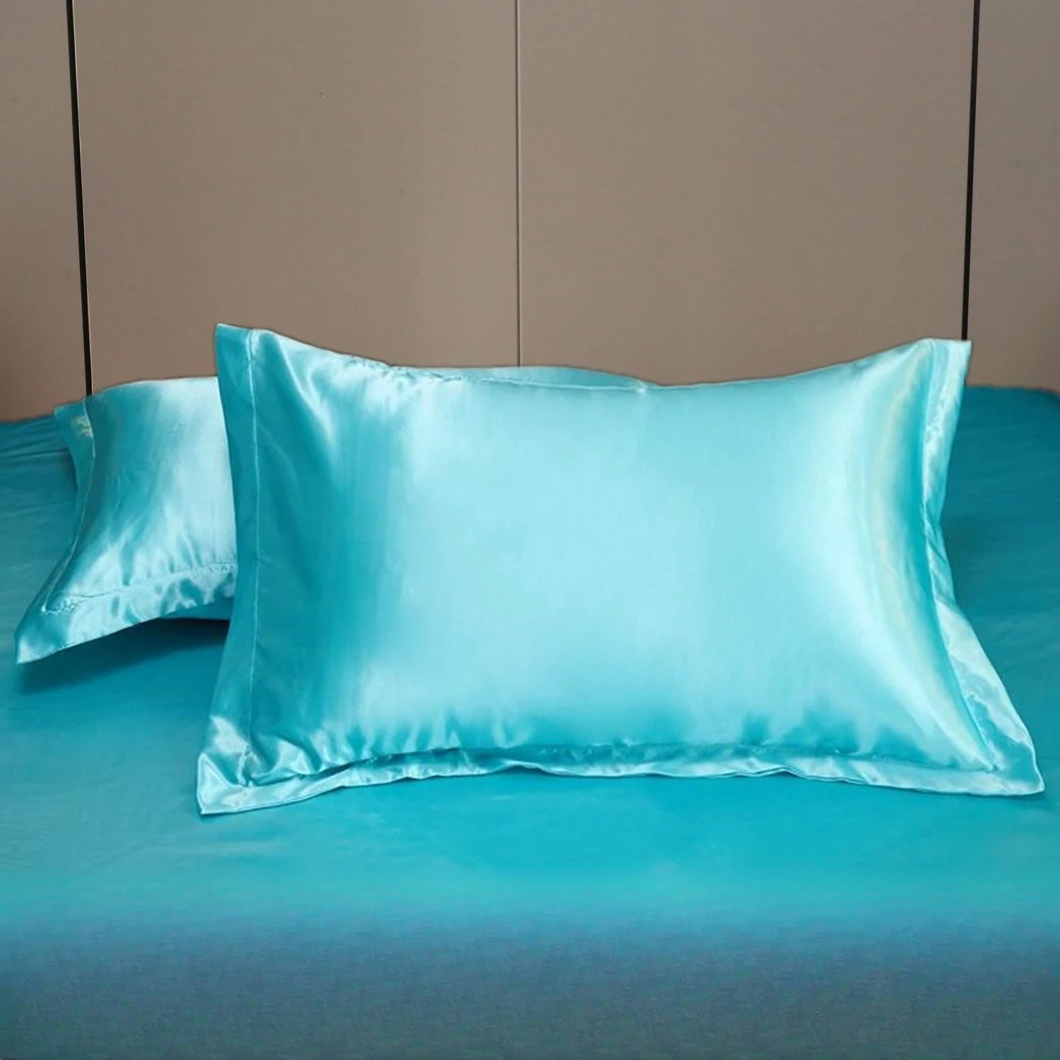 Summer Solid Ice Silk Pillowcase Adult Cool Silky Smooth Sleeping Naked Pillowcase 48x74cm