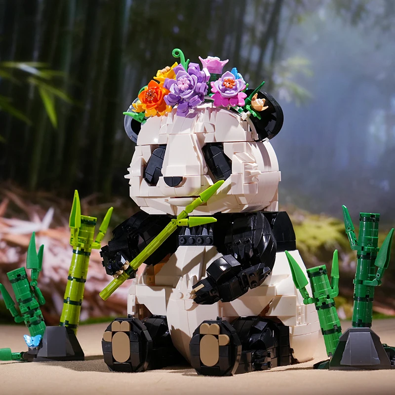 1501pcs-moc-bamboomodel-assemble-educational-bricks-toy-children-gift-jungle-series-building-blocks-city-zoo-giant-panda-eating