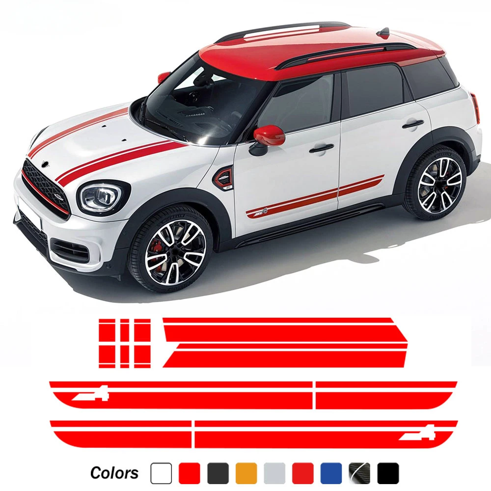 

Car Hood Decal Bonnet Band Rear Trunk Body Kit Side Stripes Skirt Sticker For MINI Countryman F60 Cooper JCW Accessories