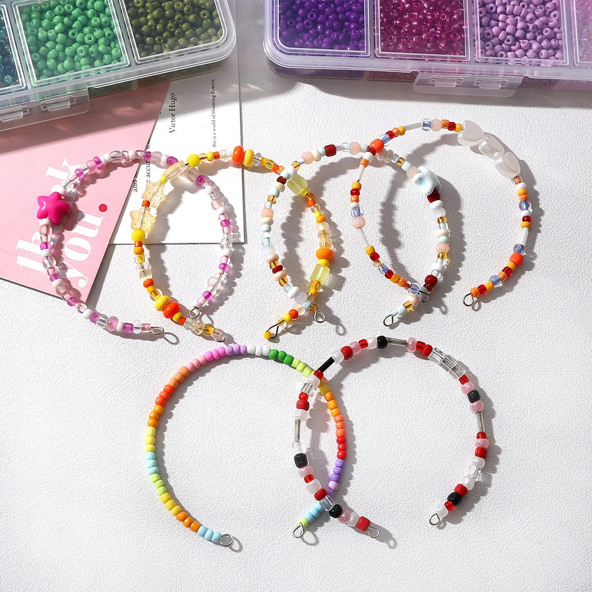 3mm 유리 시드 비즈 키트 정리함 포함 6000개/박스, DIY 쥬얼리 팔찌 목걸이 제작용 수공예 부자재
