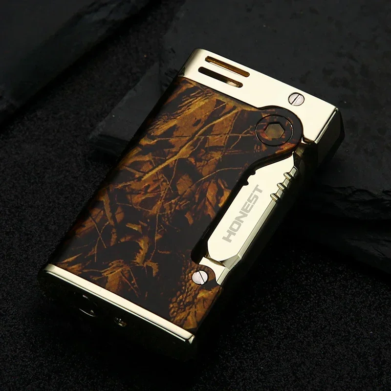 

HONEST Side Press come on Lighter One-piece Press Ignition Exquisite Flower Wrapping Technology High-end Business Gift