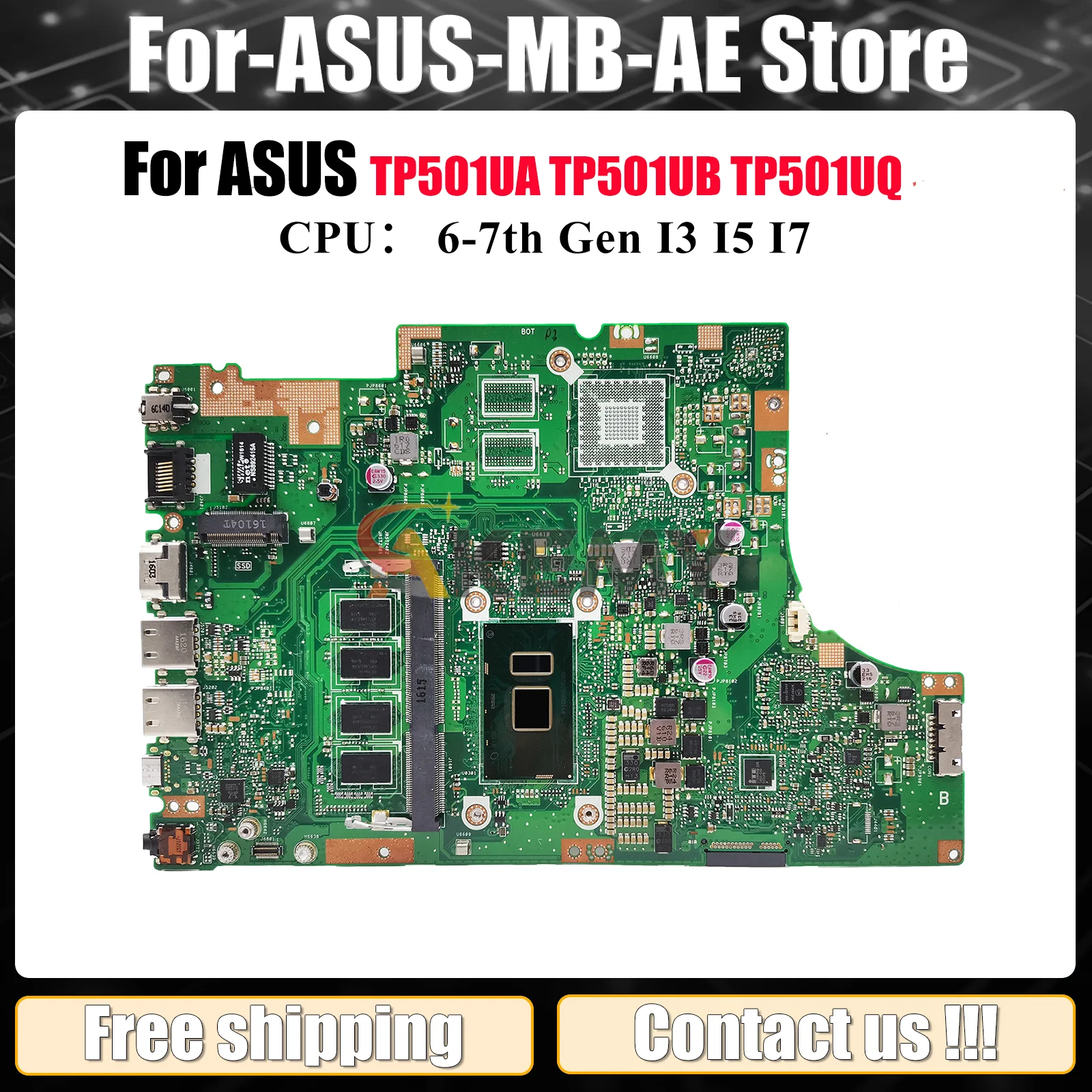 

TP501UA Материнская плата для ноутбука ASUS VivoBook Flip TP501UQK TP501UA TP501UQ TP501UB TP501U Материнская плата для ноутбука с процессором I3 I5 I7