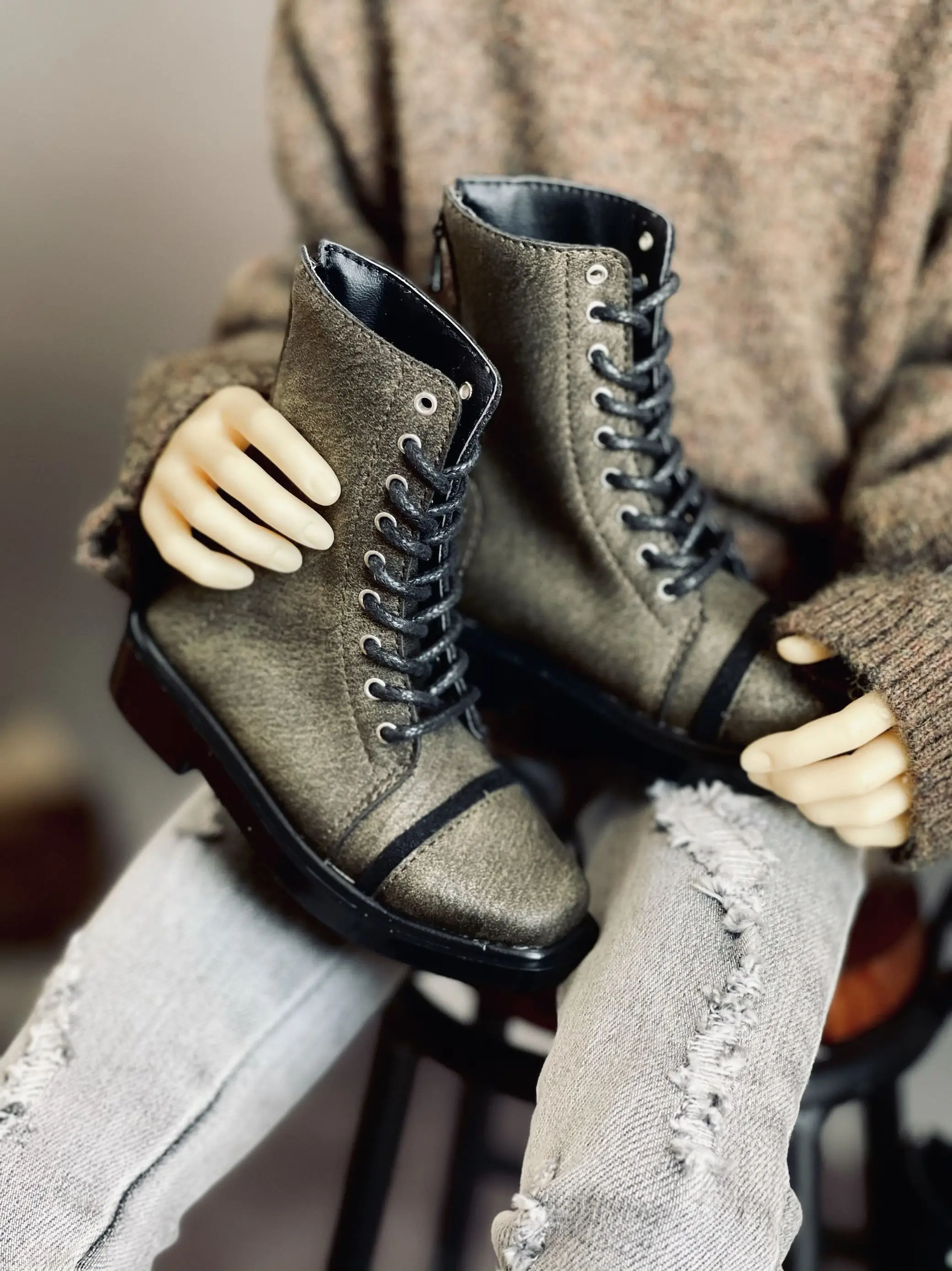 BJD shoes Doll Square toe leather boots Fashionable versatile handsome boots for 1/3 BJD SD DD SD17 Uncle Doll Accessories