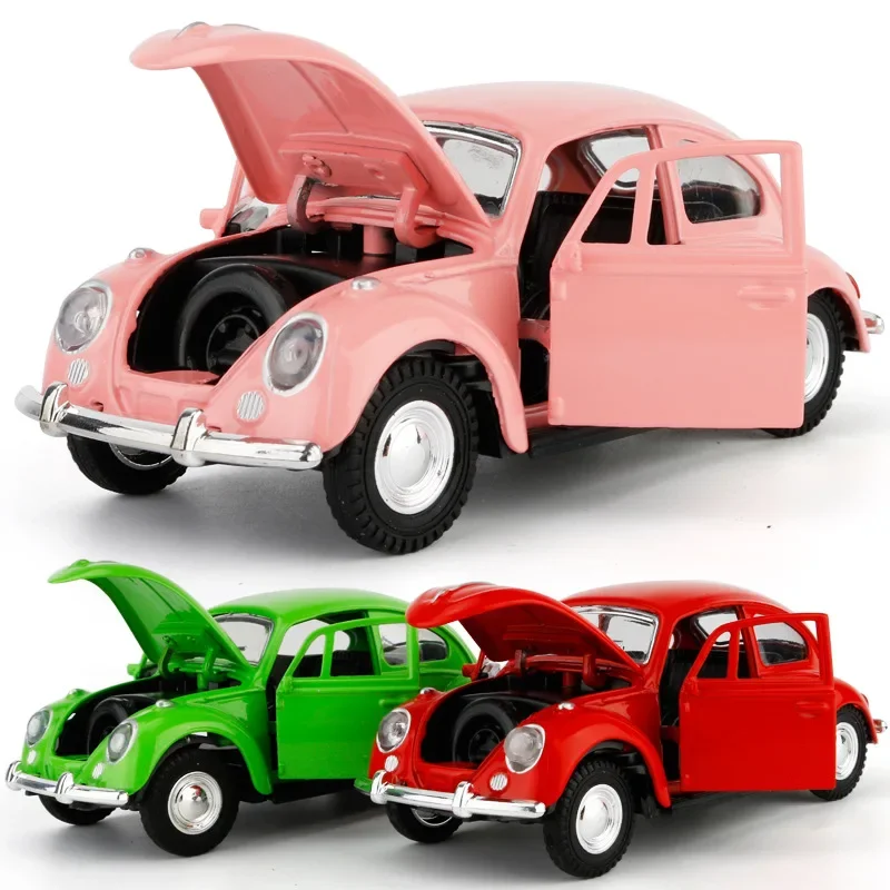 1:36 Volkswagen Beetle Auto in lega classica Pressofuso in lega di metallo Auto giocattolo Tirare indietro l'auto come regalo per i bambini A136