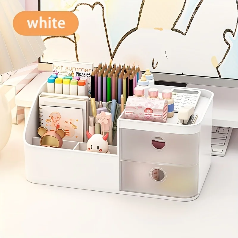 Household Storage Essential Large Capacity Pen Holder Space Saving Desktop Organizer For Office Desk And Drawer Daily Storage 3