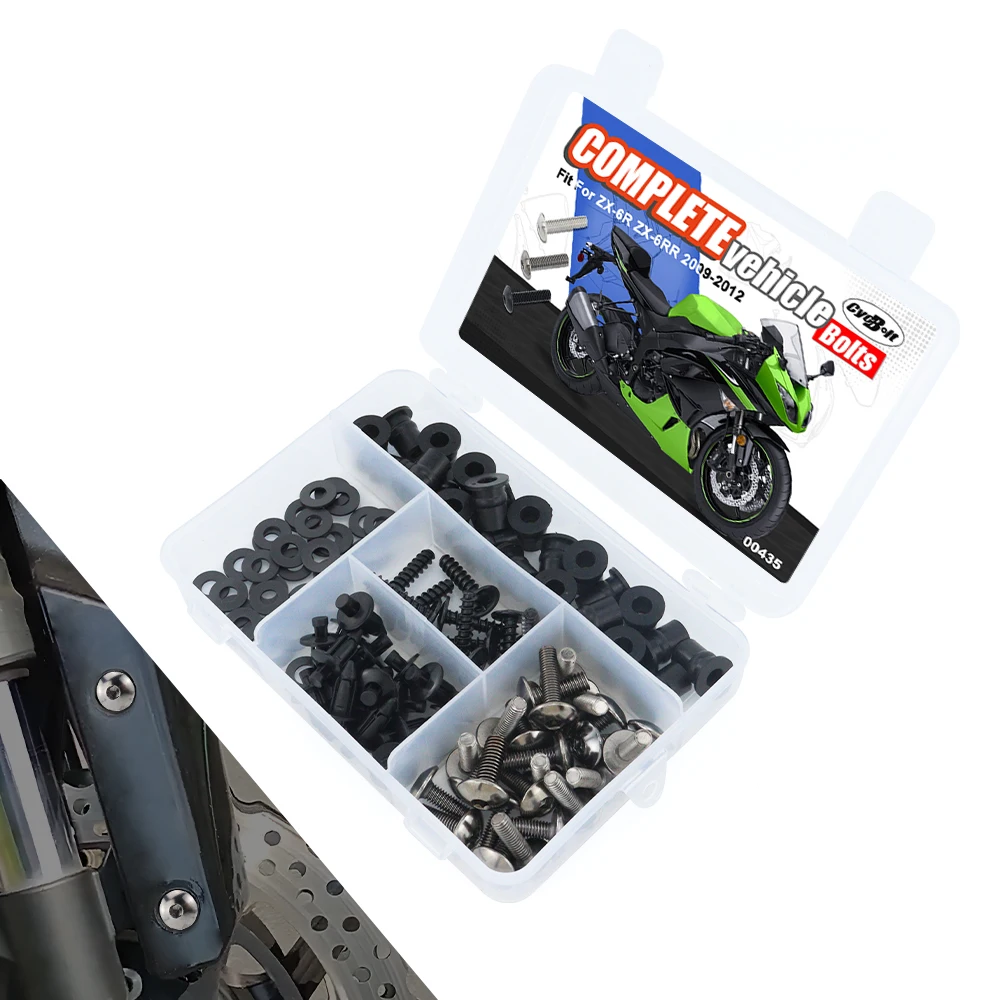 

Motorcycle Complete Full Fairing Bolts Kit Fit For Kawasaki ZX-6R ZX-6RR 2009-2012 Fairing CIips Nuts Screws Grommets Steel