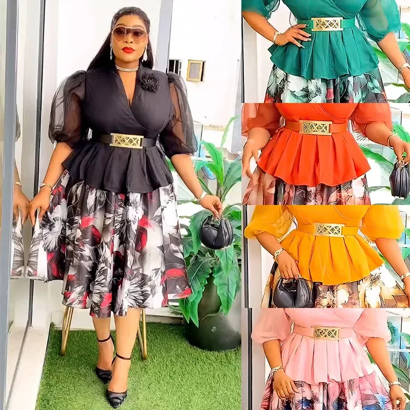 

Африканские вечерние платья больших размеров для женщин, новинка 2023 года, модное свадебное вечернее платье Дашики Анкара, элегантное мусульманское платье миди в Турции