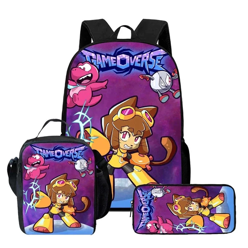 

2026 New 3pcs Gameoverse 1 Set School Backpack Insulated Lunch Bag Pencil Case Anime Peripheral Gift For Kids
