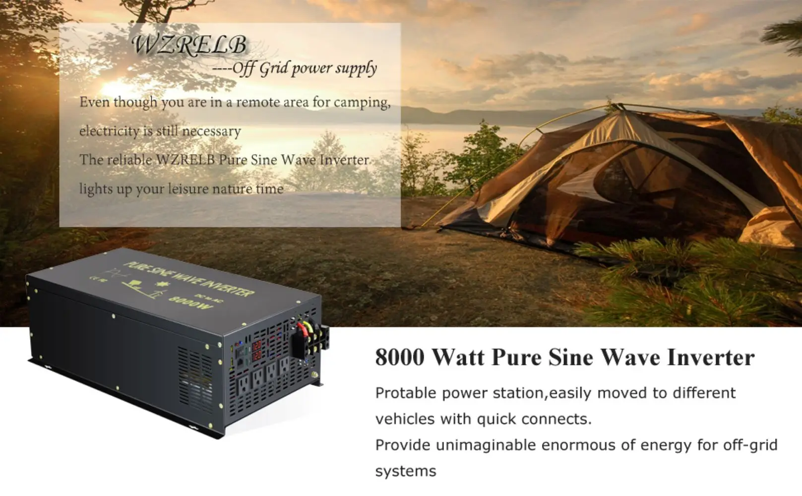 16KW Surge Power 8KW Welder Pump Motor AC Inverter Pure Sine Wave Coverter 50/60Hz 12V 24V 36V 48V DC to 110V 120V 220V 230V AC