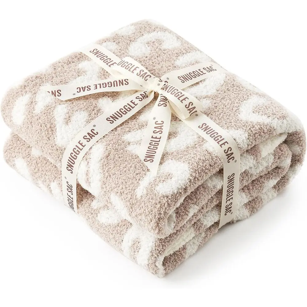 

Reversible 50x60 Beige Leopard Throw Blanket - Ultra Soft Cozy Cover for Couch, Bed, Sofa - Perfect Birthday Gift for Women & Mo