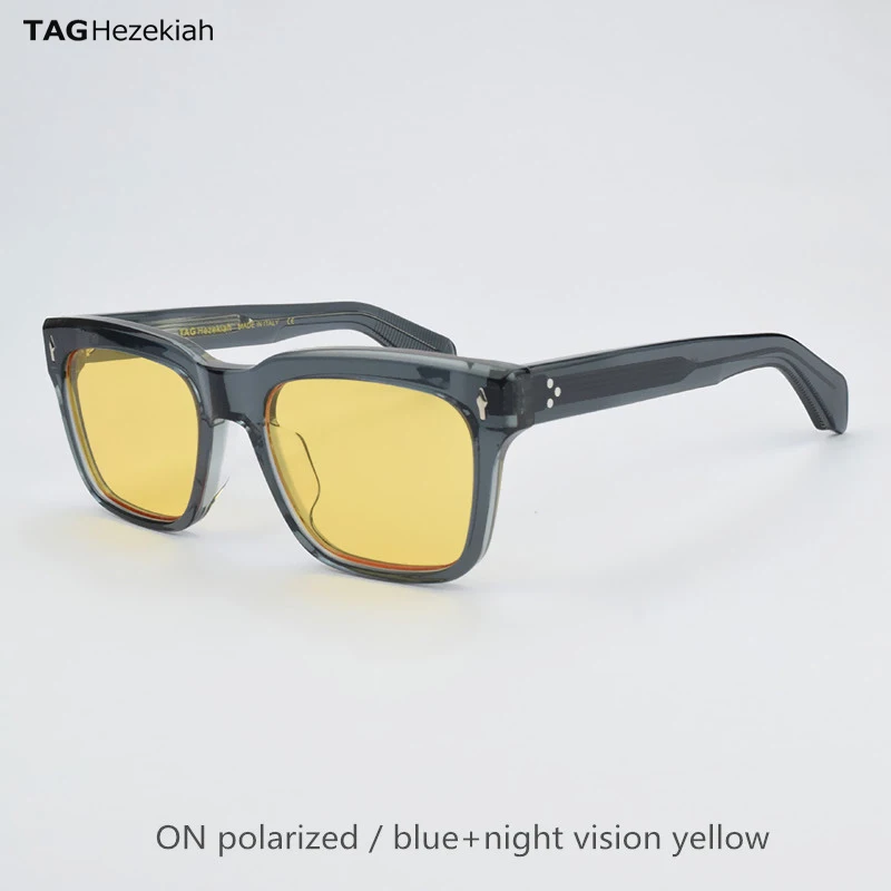 

luxury polarized sunglasses Square Men Designer Brand Sunglasses Quality Acetate Uv400 Eyeglasses yellow night vision goggles