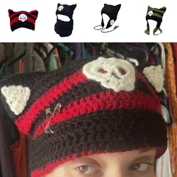 Gothic Beanie Teens Y2K Skull Knitting Hat Cool Girl Headdress  Hat Dropshipping