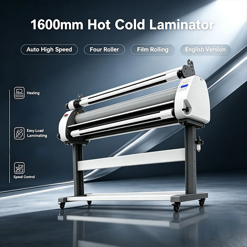 1600mm Four Roller Hot Cold Laminating Machine Auto High Speed Laminator English Version Film Rolling Machine
