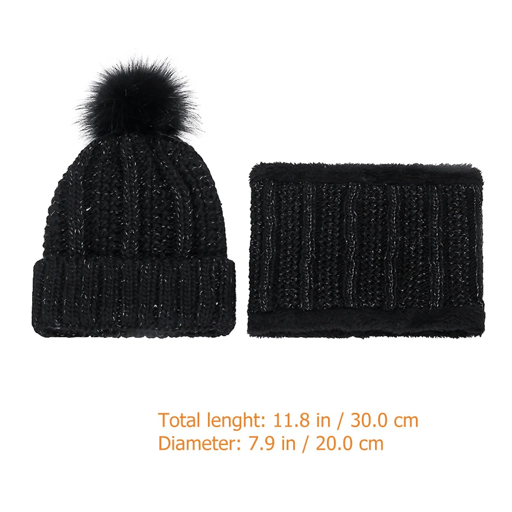 سميكة الخريف الشتاء محبوك قبعة الرقبة الحرس الأسود وشاح مجموعة للنساء الدافئة غزل الصوف قبعة مريحة أنيقة الاستخدام في الهواء الطلق