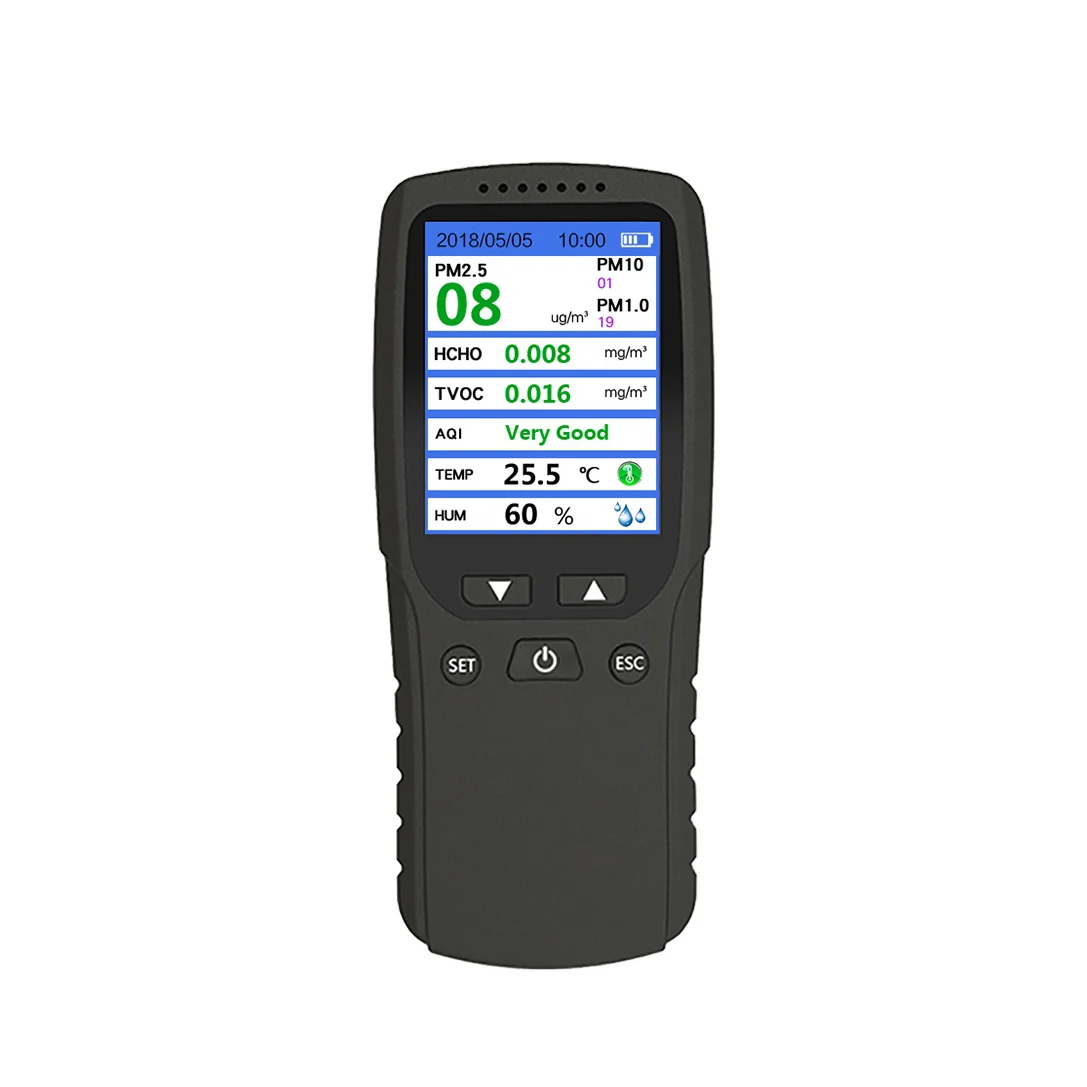 

High-Precision New Handheld Portable Air Quality Detector HCHO Sensor Tester Tracks PM2.5 Haze Dust Meter for Gas Detection