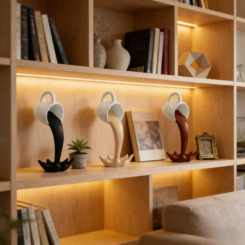 

Художественная плавающая скульптура кофейной чашки, волшебное проливание, дизайн, кухонный декор для рабочего стола, креативное украшение для дома, идеальный подарок