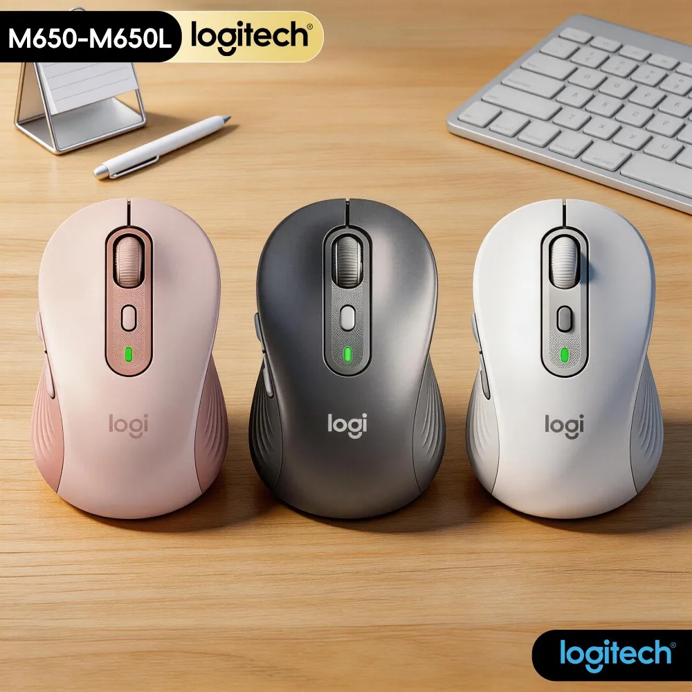 Logitech M650 / M650L Silent Wireless Mouse 2.4G & Bluetooth Multi-device Quiet Clicks Ergonomic Office Mice for PC Laptop Mac