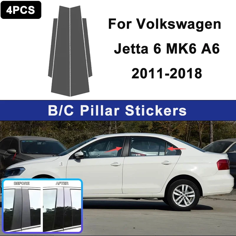 

For Volkswagen Jetta 6 MK6 A6 2011-2018 Glossy Black PC Material Window Column Car Door Center B C Pillar Post Cover Trim